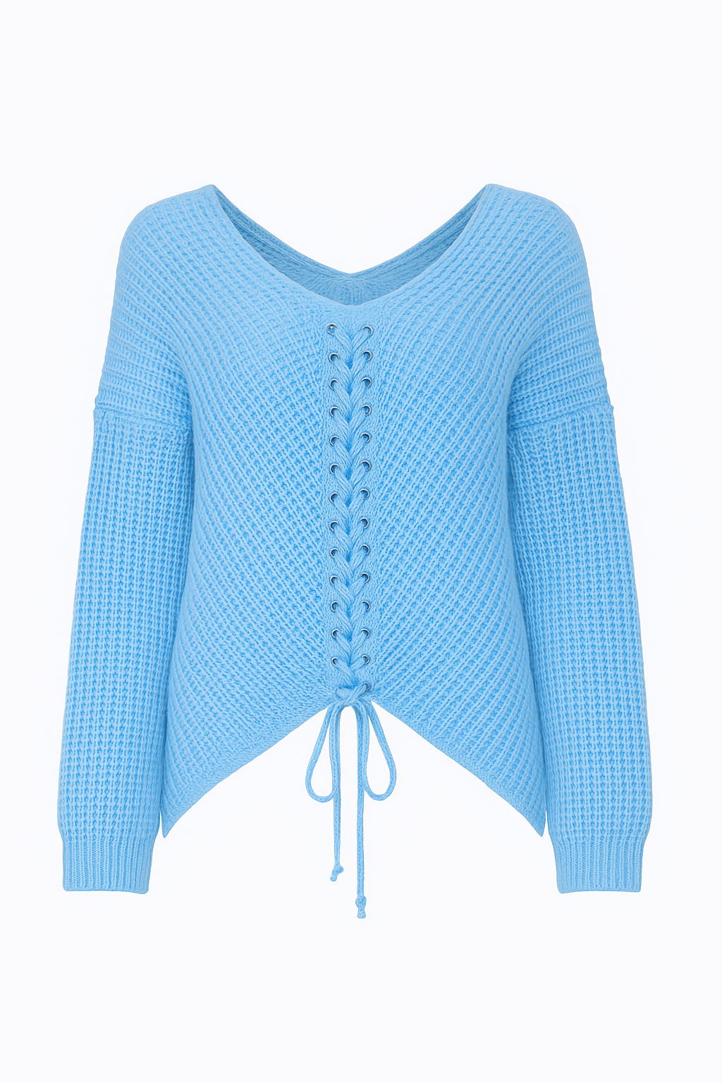 Meredith | Women's Sweater - Braided Front Detail - Round Neck - Soft Acrylic Knit