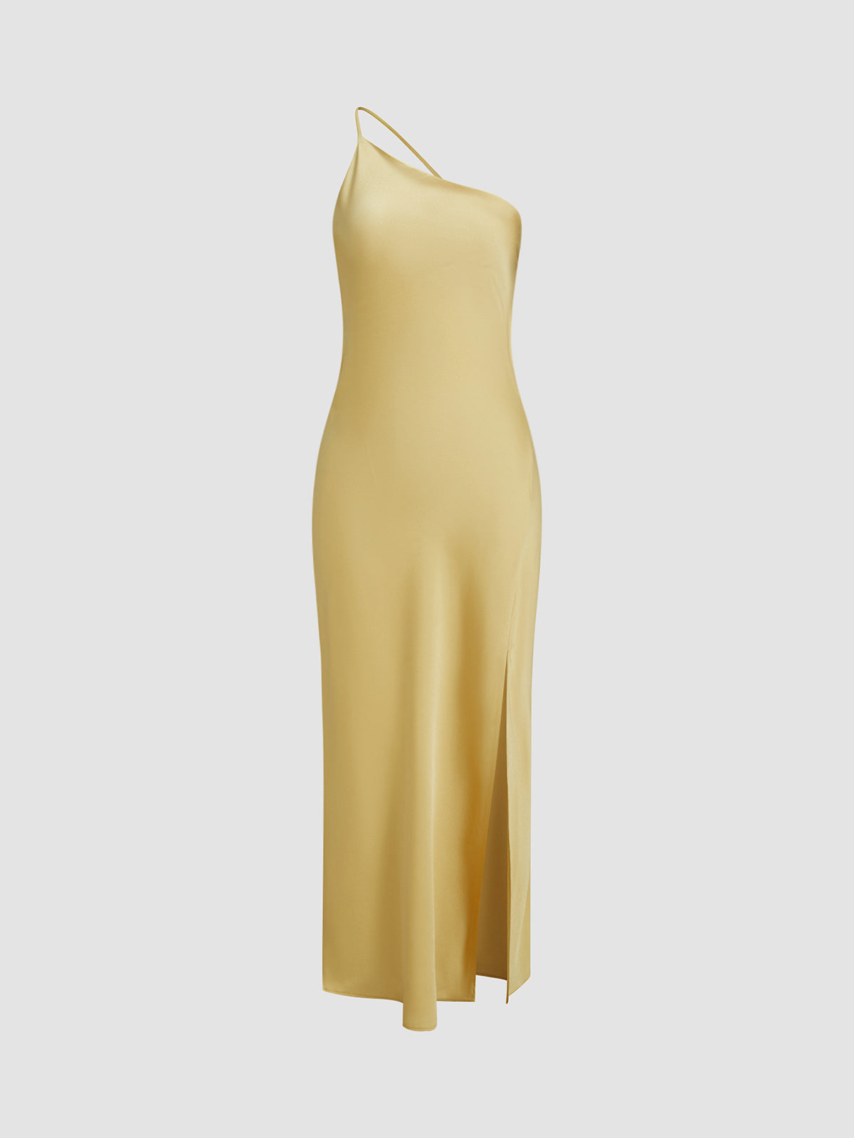 Women's Satin Maxi Dress – One Shoulder, Open Back, High Slit – Elegant Evening & Formal Wear 4