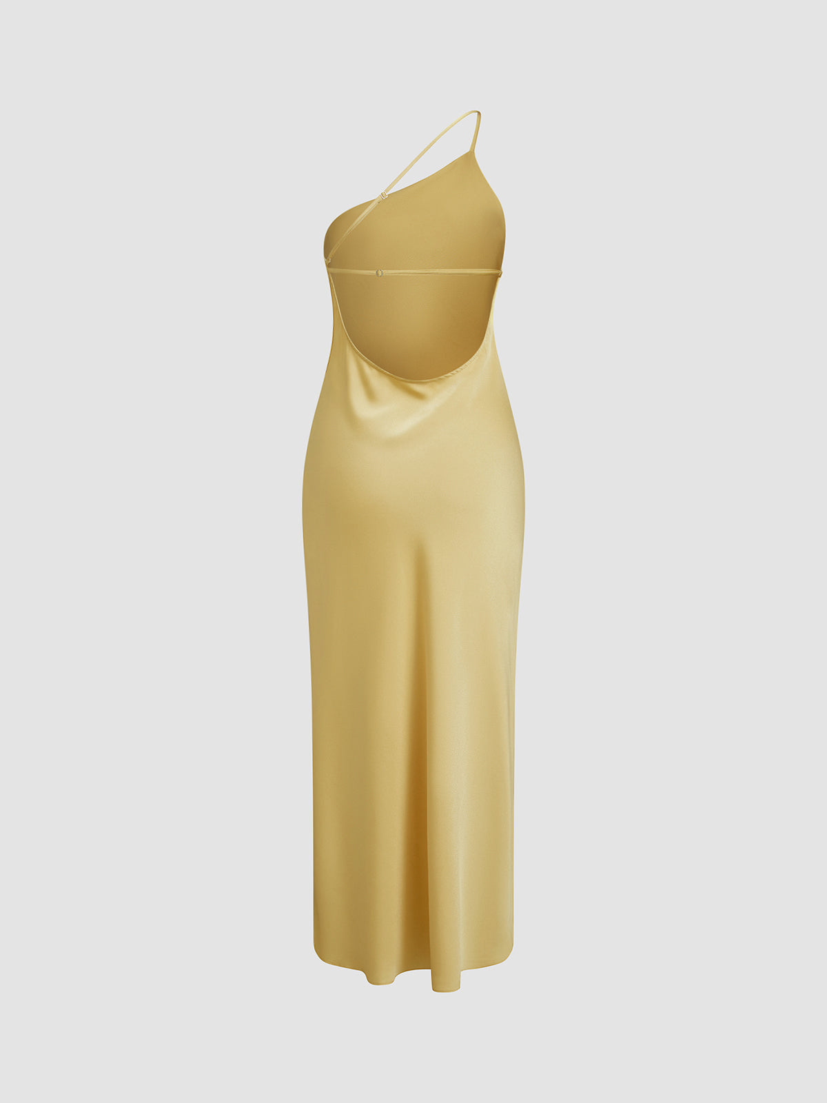 Women's Satin Maxi Dress – One Shoulder, Open Back, High Slit – Elegant Evening & Formal Wear 5