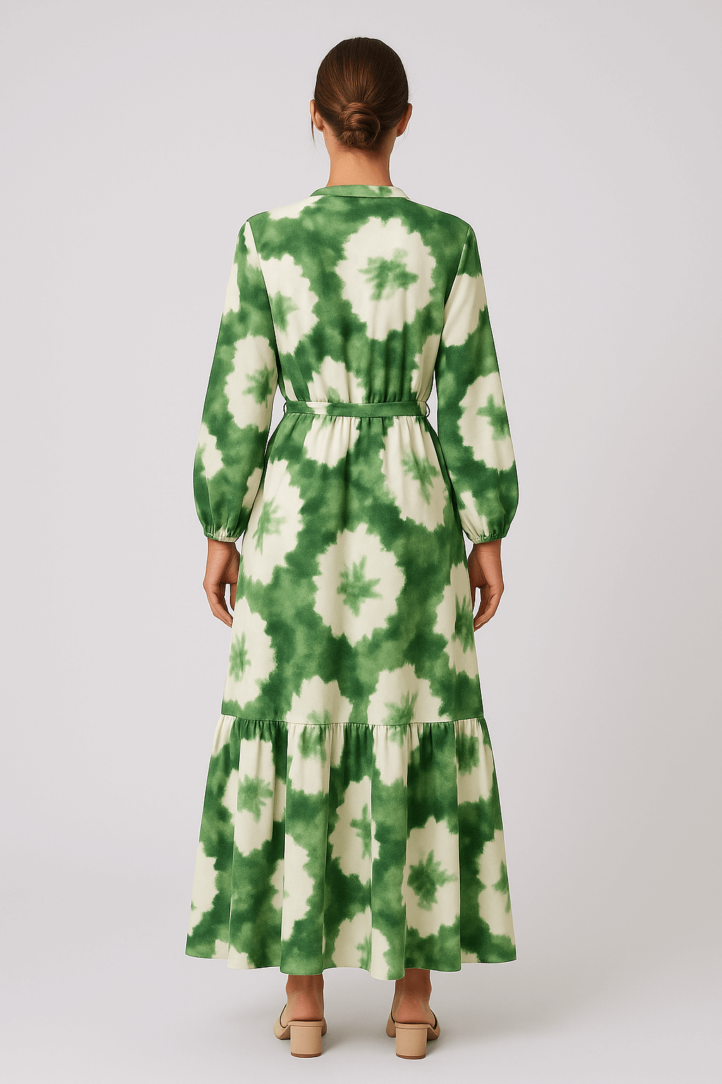 Elle | Women's Maxi Dress - Long Sleeve - V-Neck - Elegant Flowy Design