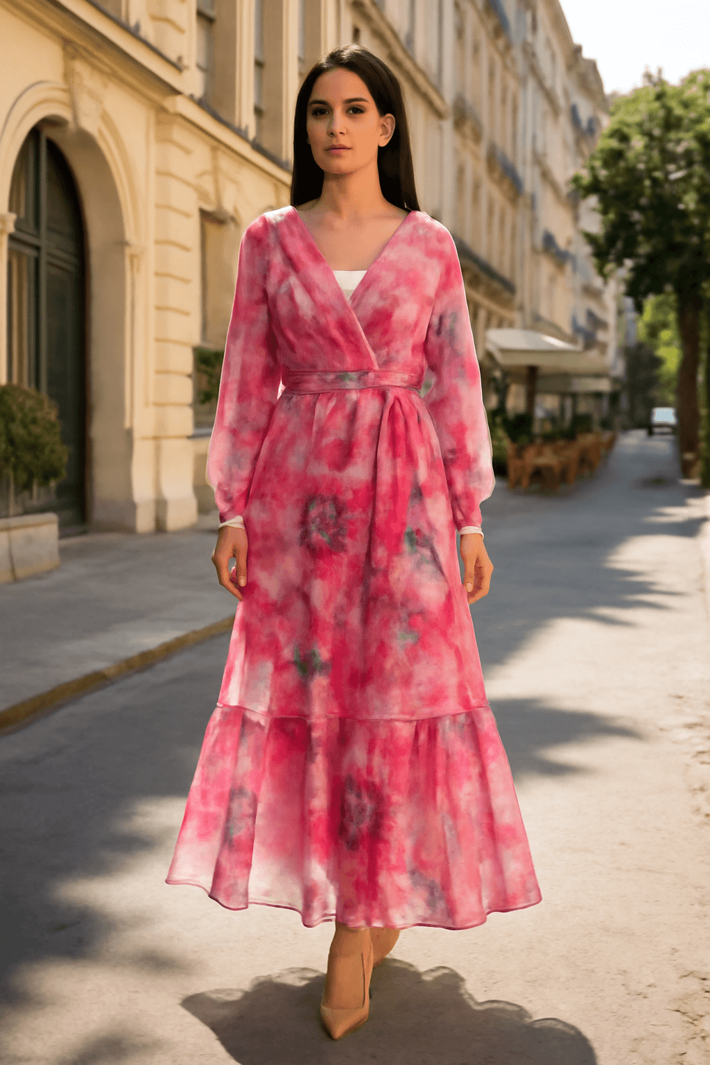 Sol | Women's Long Sleeve White Summer Maxi Dress – Lightweight A-Line Casual Dress for Spring and Summer