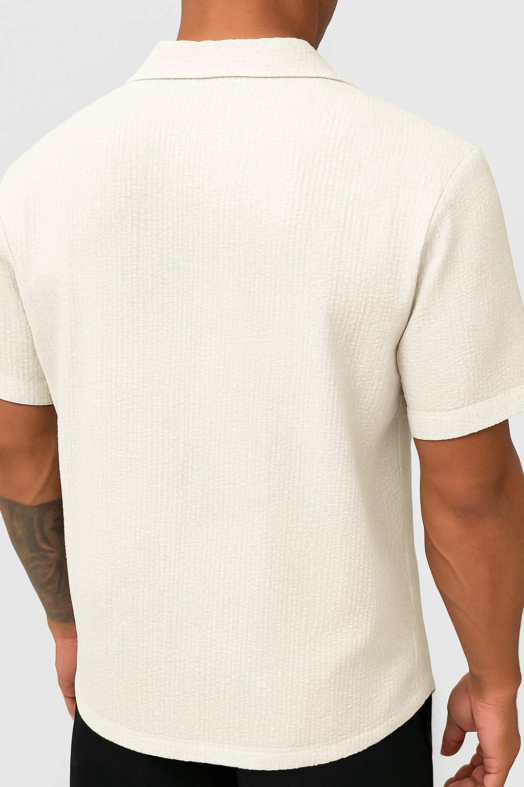 Finn | Men’s Cotton Shirt - Short Sleeve - Monochrome Style - Casual Wear