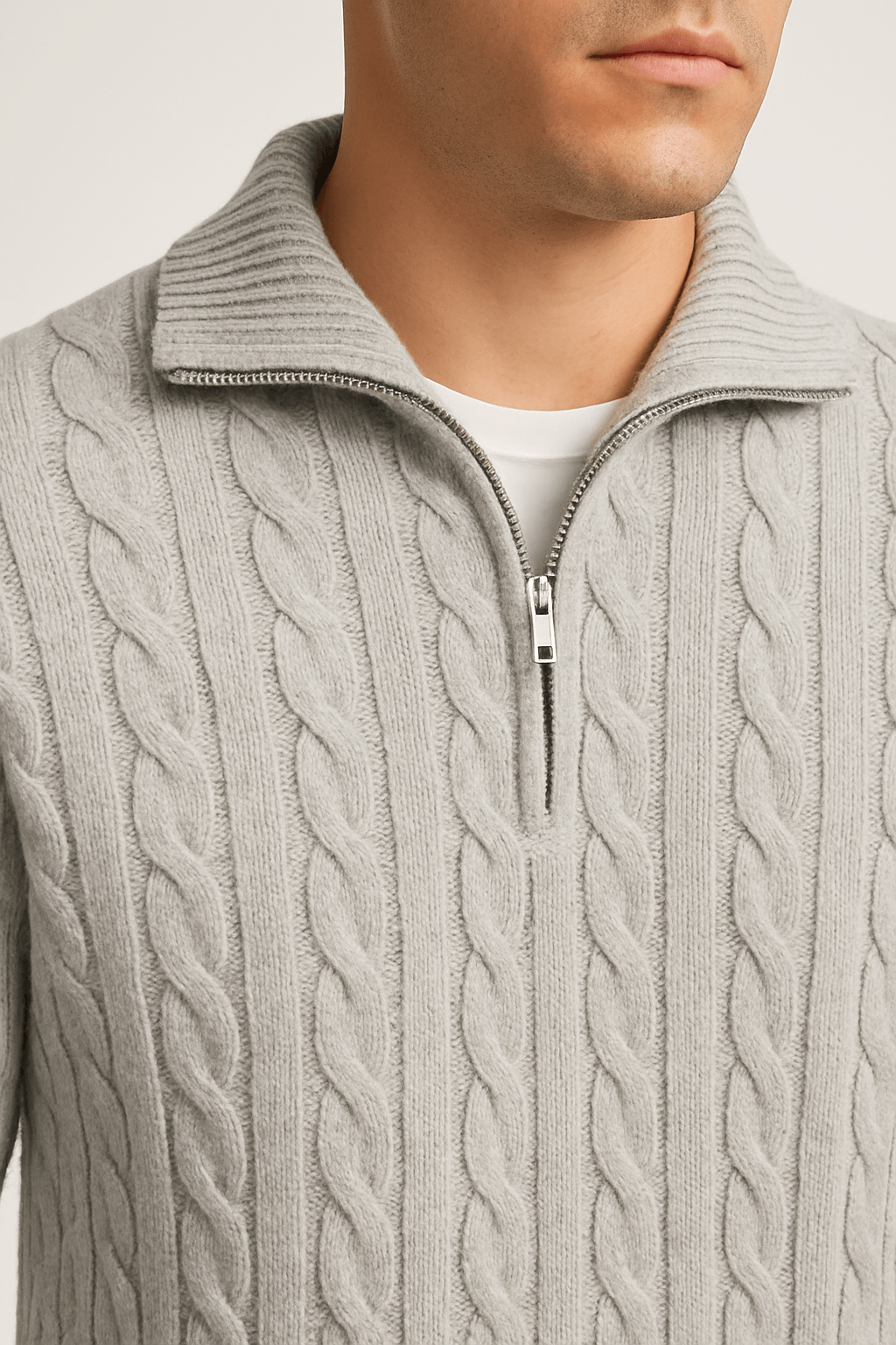Costa | Men’s Cotton Half-Zip Sweater - High Collar - Ribbed Cuffs - Smart Casual Wear