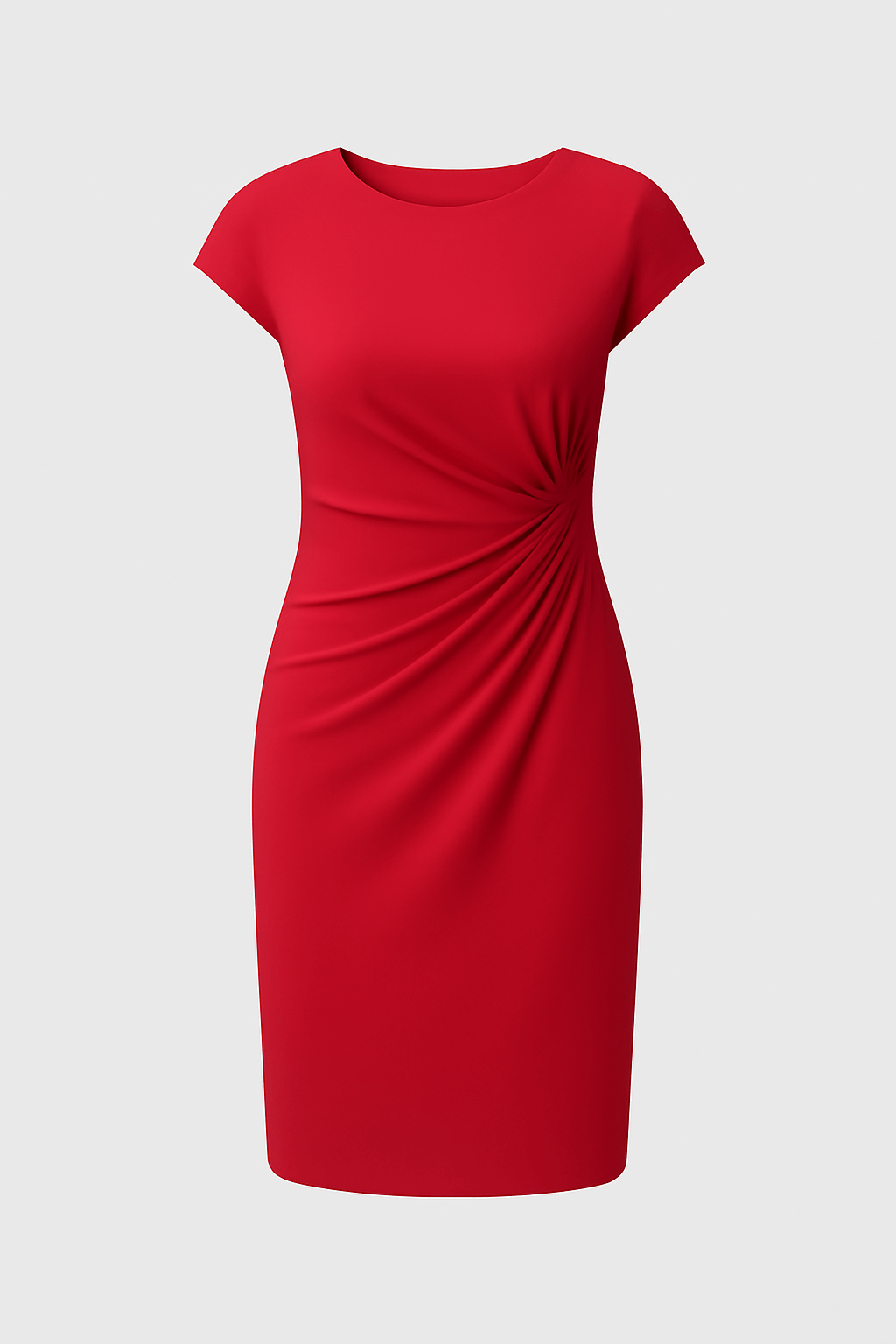 Rosie | Women's Sheath Dress - Knee-Length - Short Sleeve - Fitted Ruched Waist Elegant Style