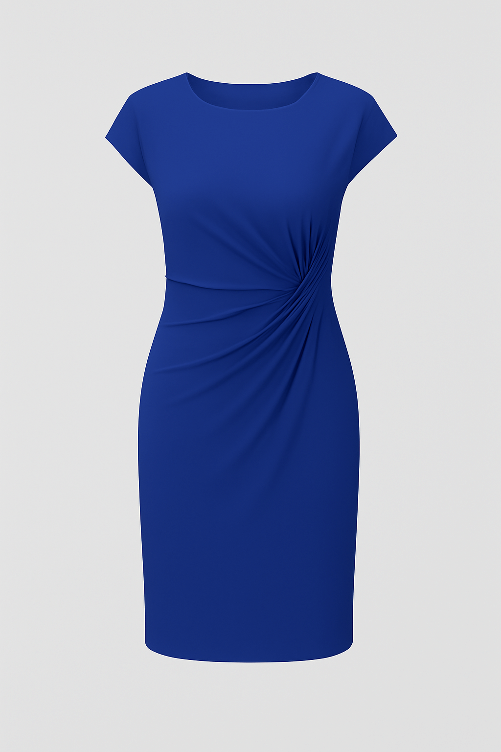 Rosie | Women's Sheath Dress - Knee-Length - Short Sleeve - Fitted Ruched Waist Elegant Style