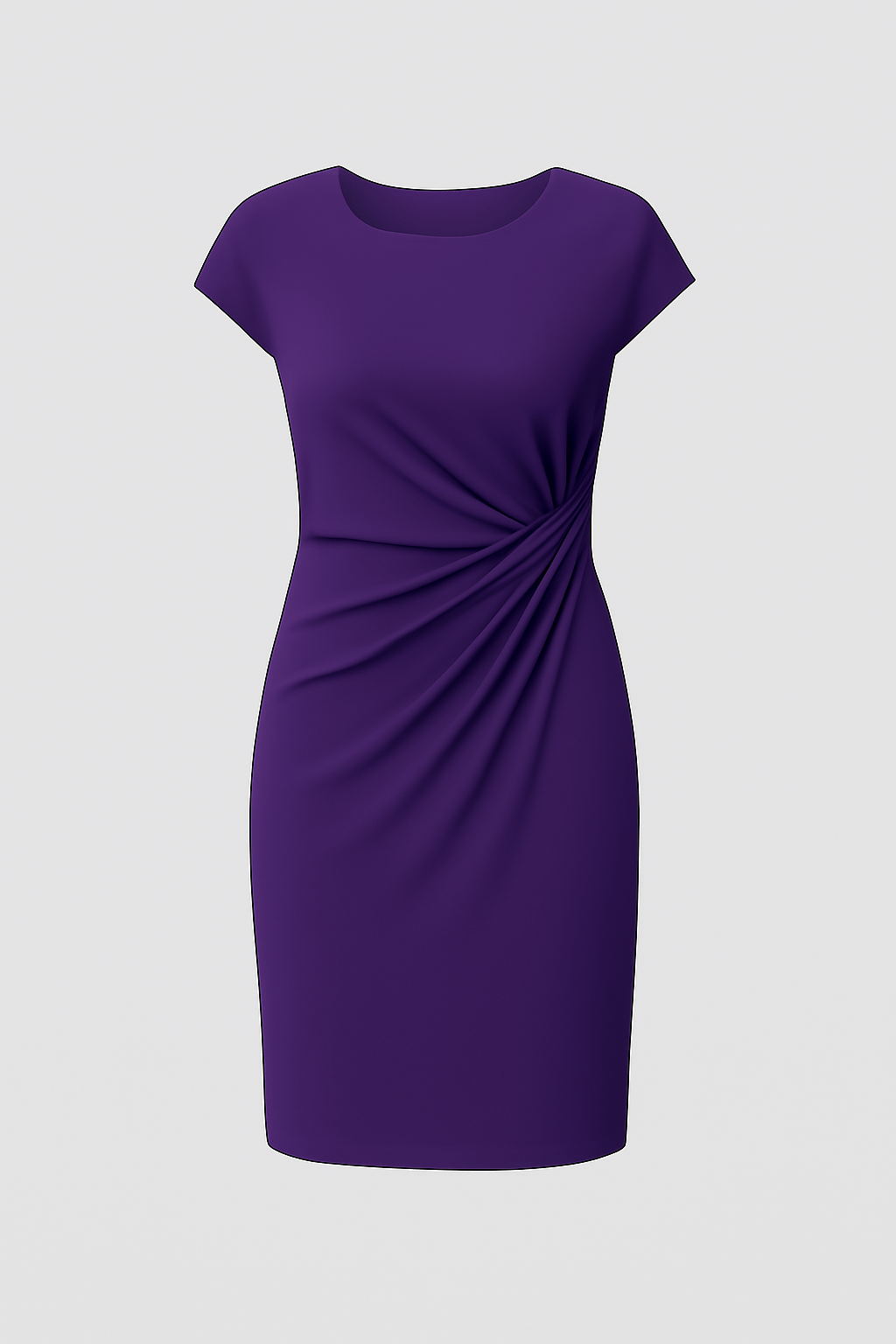 Rosie | Women's Sheath Dress - Knee-Length - Short Sleeve - Fitted Ruched Waist Elegant Style