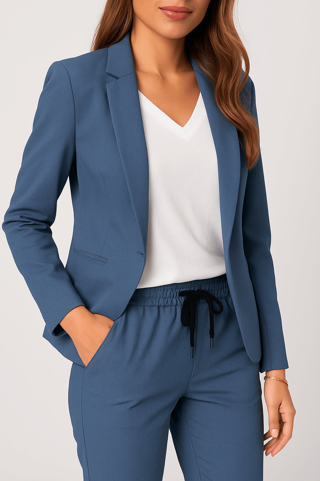 Adda | Women’s Blazer Set – Tailored Fit – Notched Lapel – Drawstring Tapered Trousers