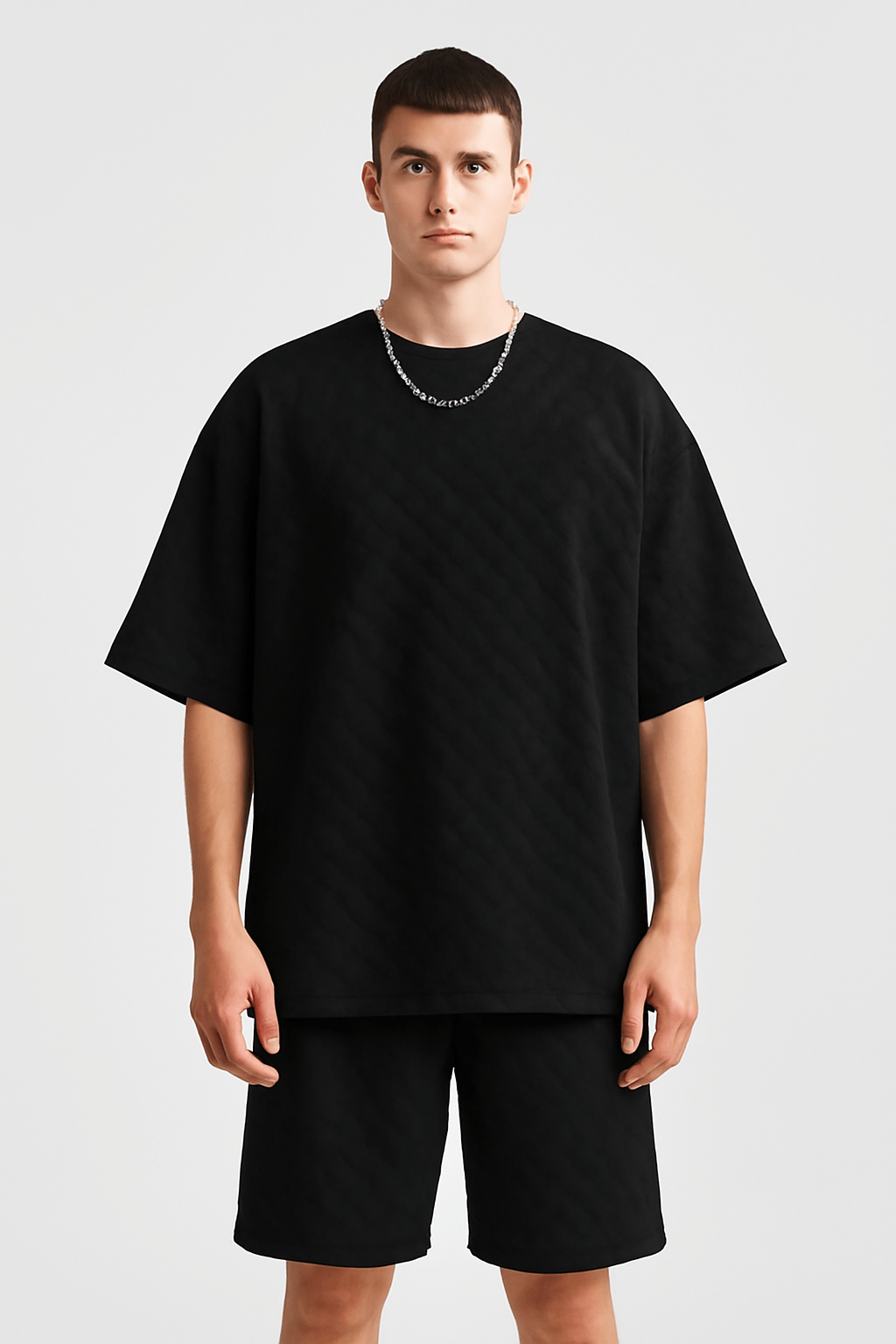 Lewis | Men's Casual Jacquard Knit Set – Loose Fit Shirt & Relaxed Shorts – Soft & Comfortable for Spring/Summer