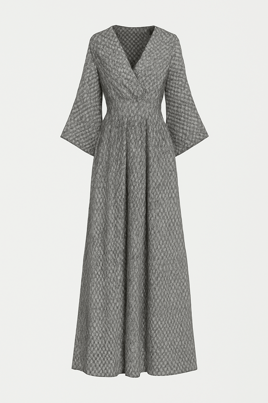 Noelle | Women's Summer Maxi Dress – Wrap Style – Flared Sleeves & Checkered Pattern