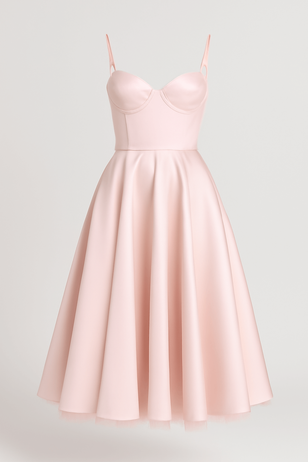 Celeste | Women's Elegant A-Line Midi Dress – Spaghetti Straps with Lace Detail – Perfect for Summer & Formal Events