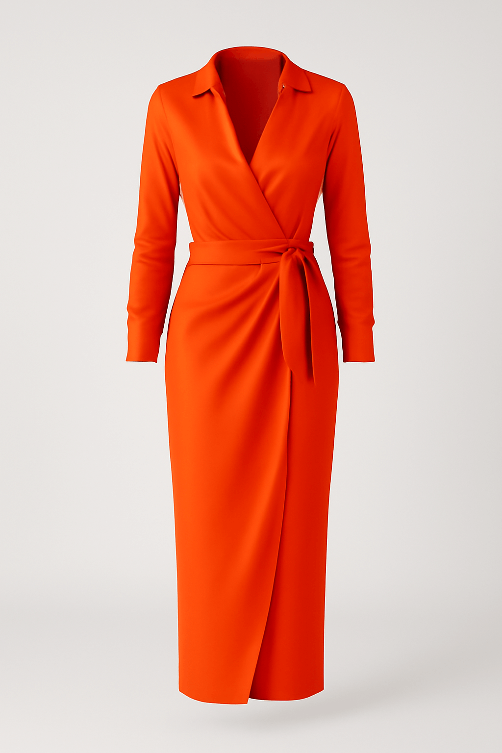 Anya | Women's Formal Dress – Elegant Silk Satin Wrap with Long Sleeves & V-Neck