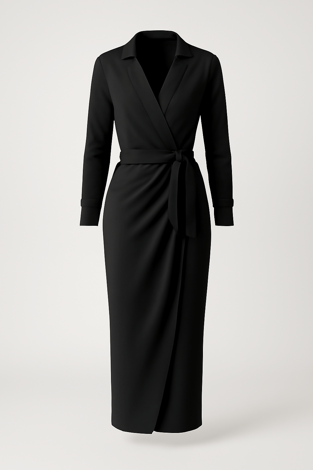 Anya | Women's Formal Dress – Elegant Silk Satin Wrap with Long Sleeves & V-Neck