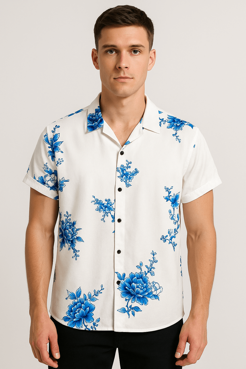 Jenson | Men's Hawaiian Shirt – Floral Print – Short Sleeve & Breathable Fabric