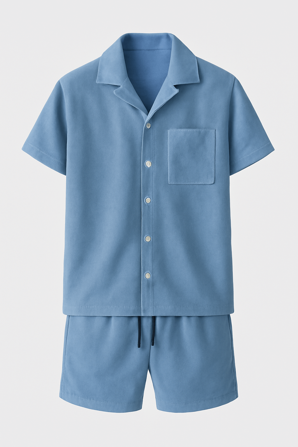 Zachary | Men's Lounge Set – Short-Sleeve Button-Up & Drawstring Shorts – Comfortable Waffle-Knit Design