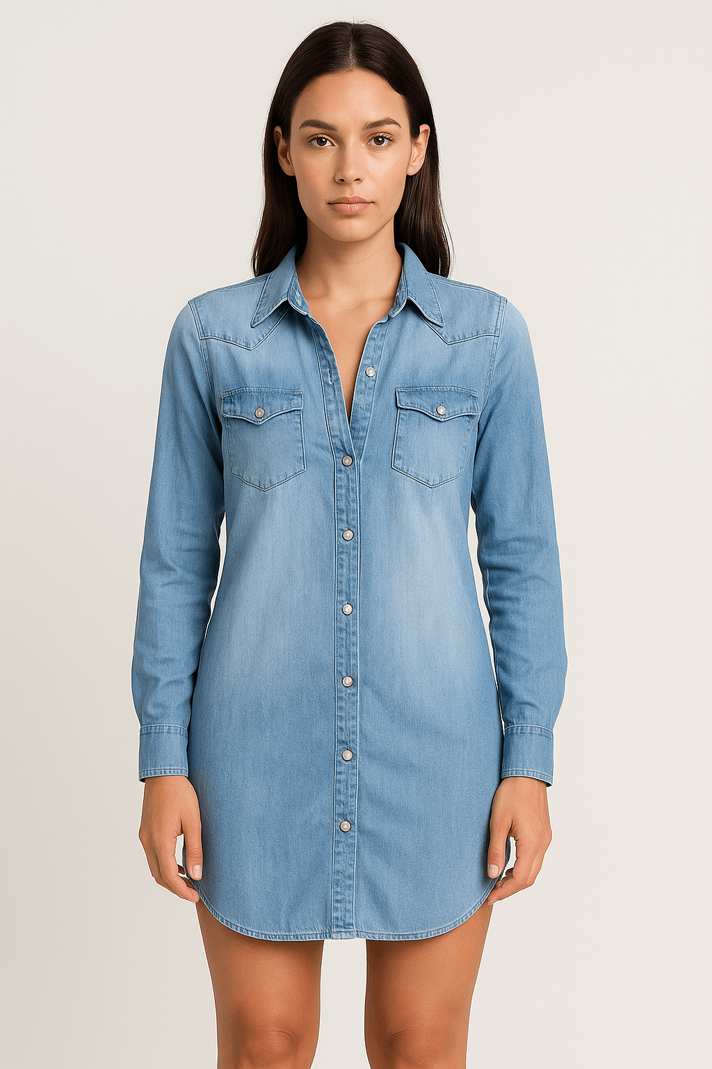 Tristana | Women's Denim Shirt Dress – Knee-Length – Stylish & Versatile Casual Wear