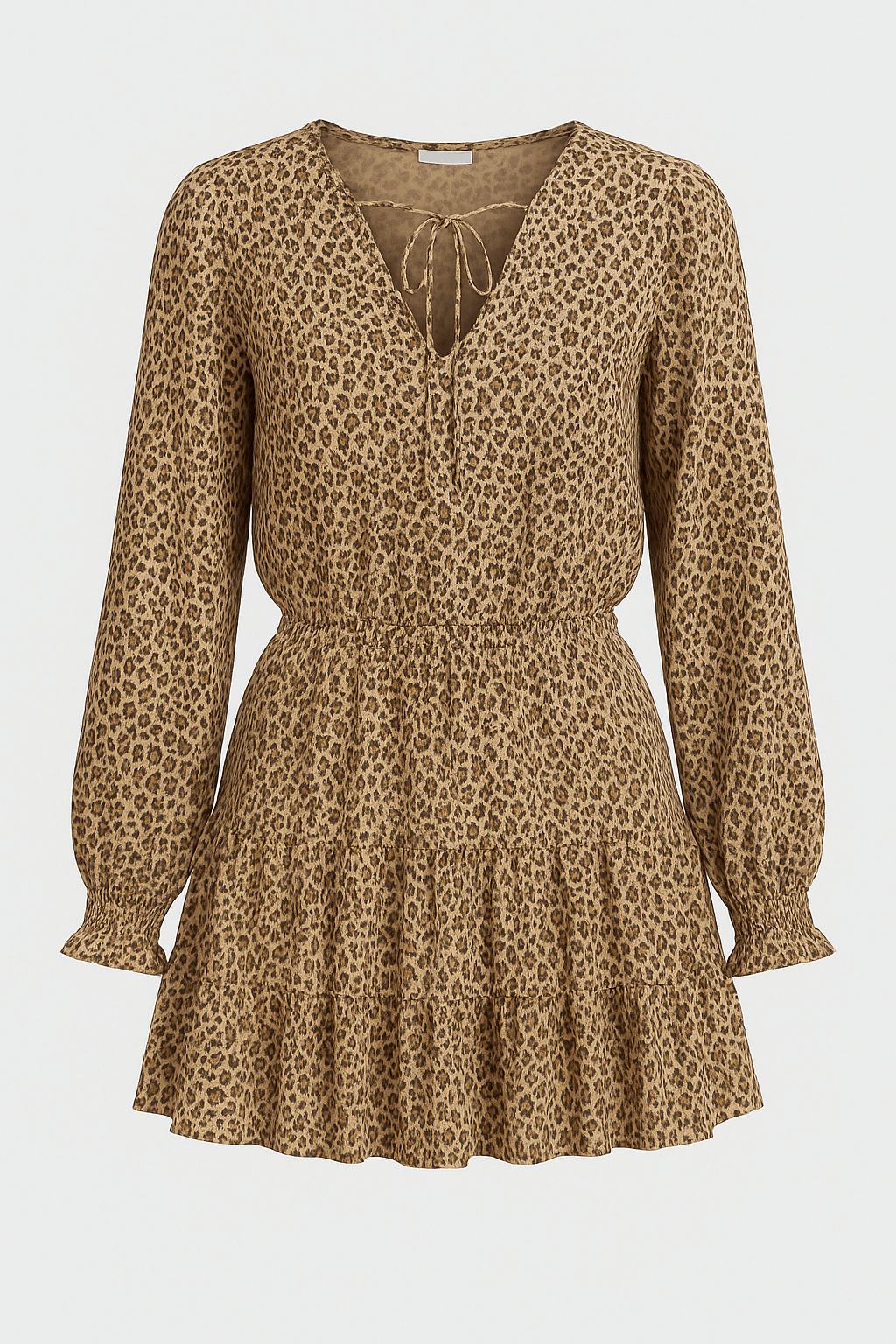 Ruby | Women's Summer Mini Dress – V-Neck with Smocked Waist – Long Sleeve & Relaxed Fit