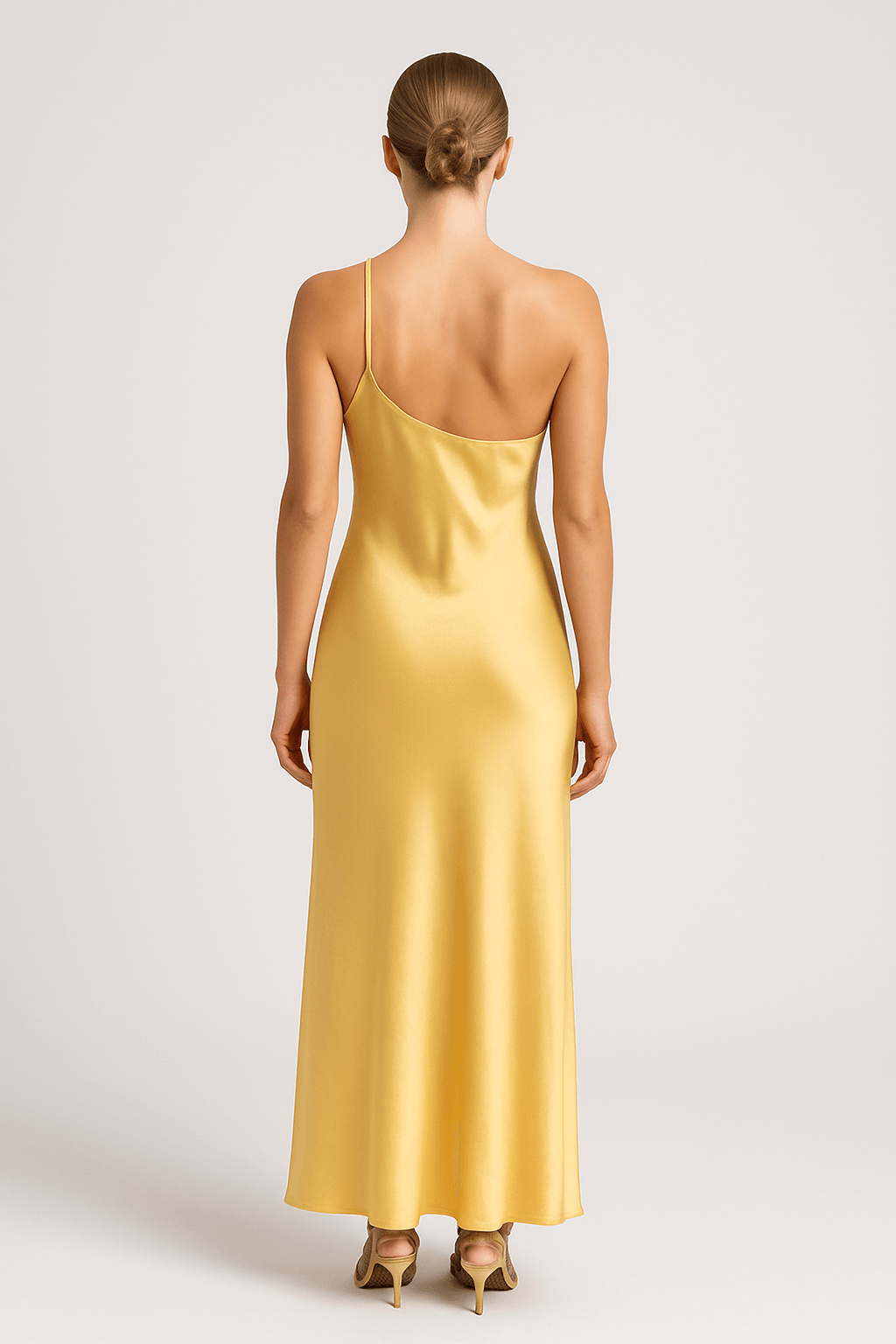Eliza | Women's Satin Maxi Dress – One Shoulder, Open Back, High Slit – Elegant Evening & Formal Wear