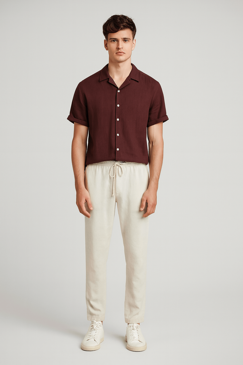 Aldo | Men’s Linen Summer Outfit – Short-Sleeve Shirt & Drawstring Pants Set