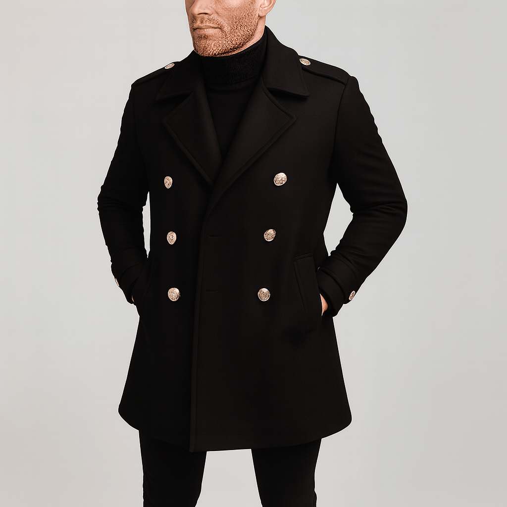 Stoneburry | Double-Breasted Wool Blend Mid-Length Coat