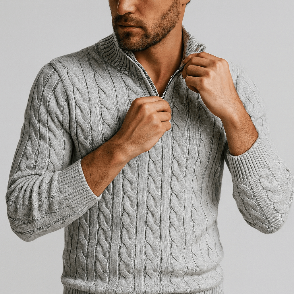 Stoneburry | Soft spun cotton half zip sweater