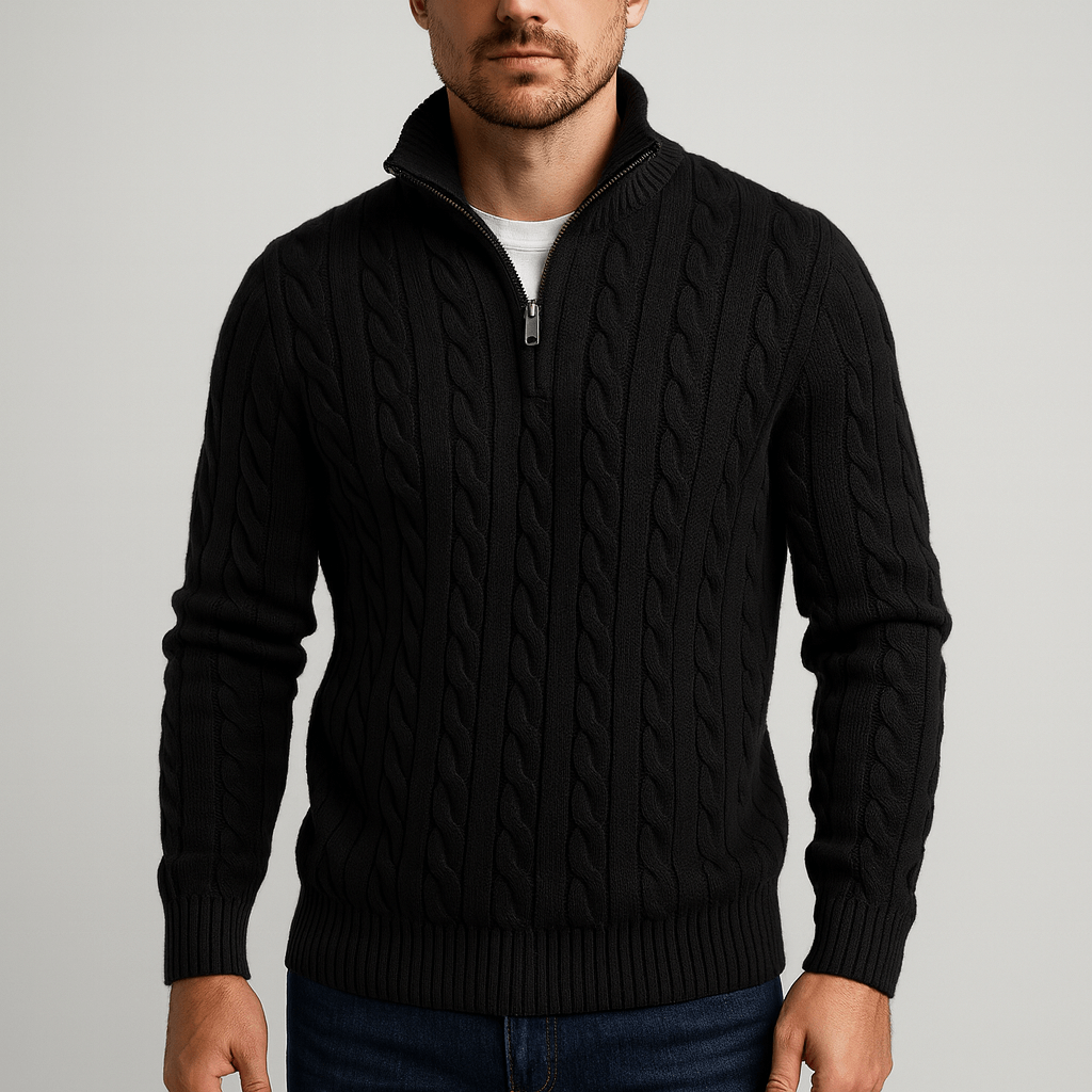 Stoneburry | Soft spun cotton half zip sweater