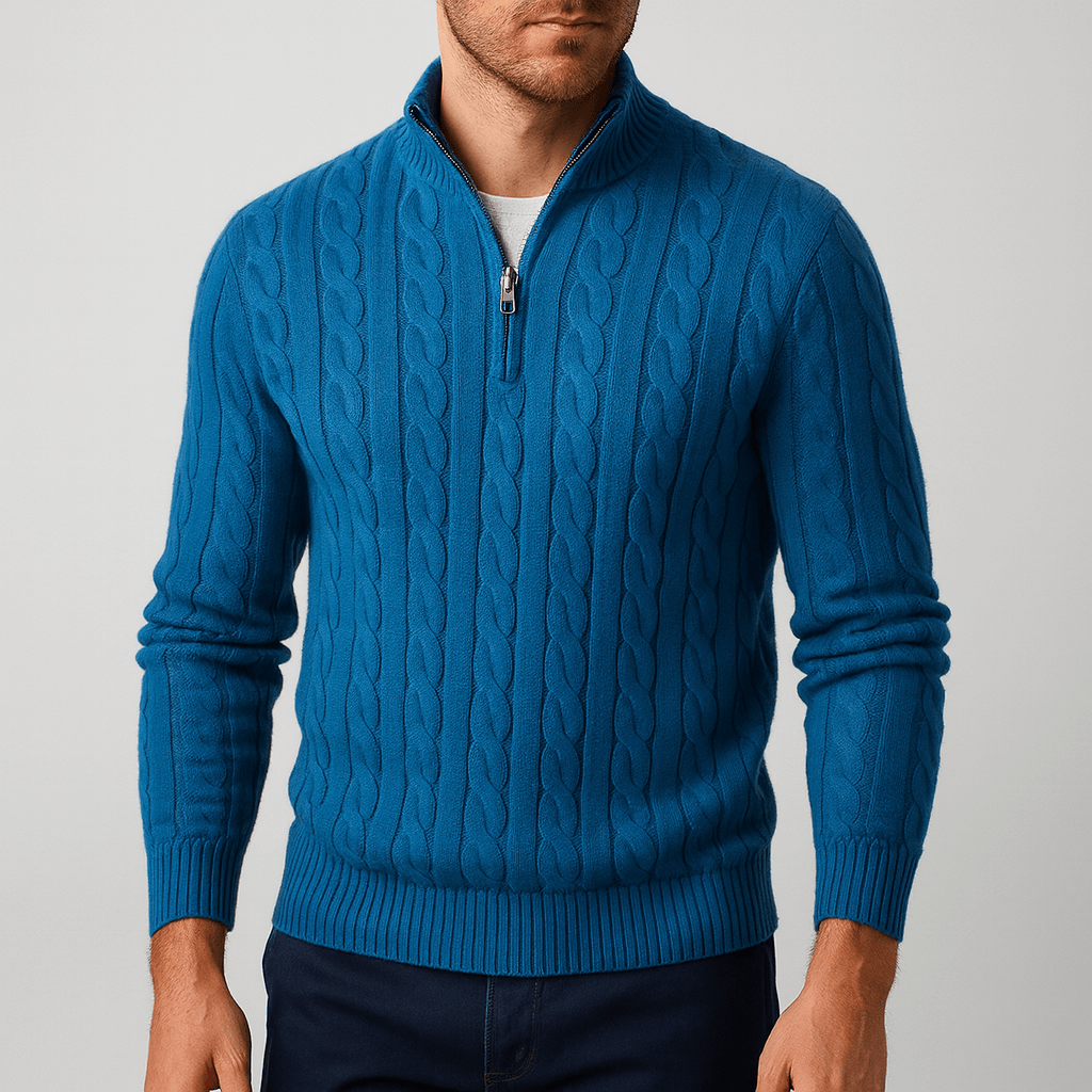 Stoneburry | Soft spun cotton half zip sweater