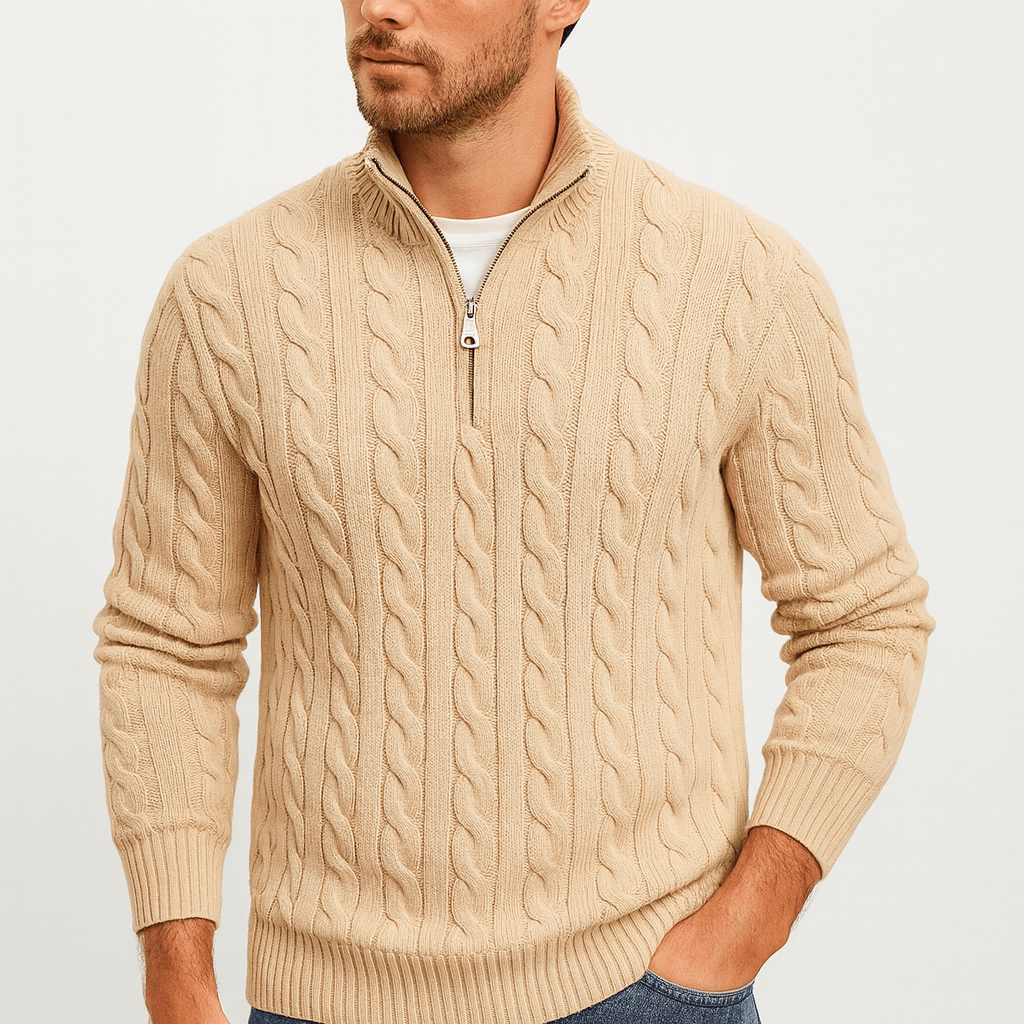 Stoneburry | Soft spun cotton half zip sweater