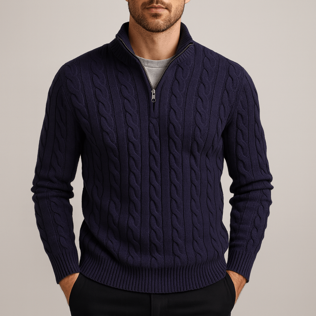 Stoneburry | Soft spun cotton half zip sweater