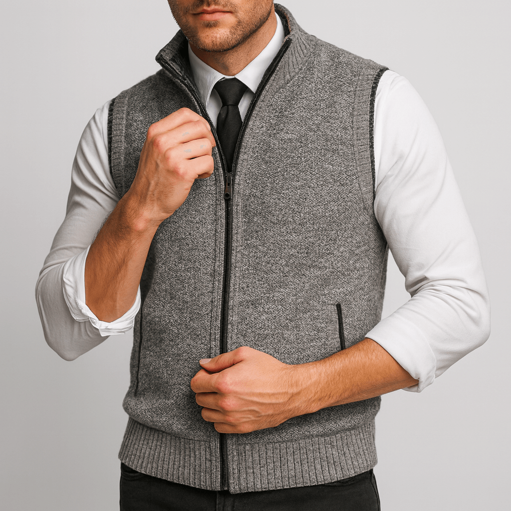 Stoneburry | Wool blend zip-up sweater vest