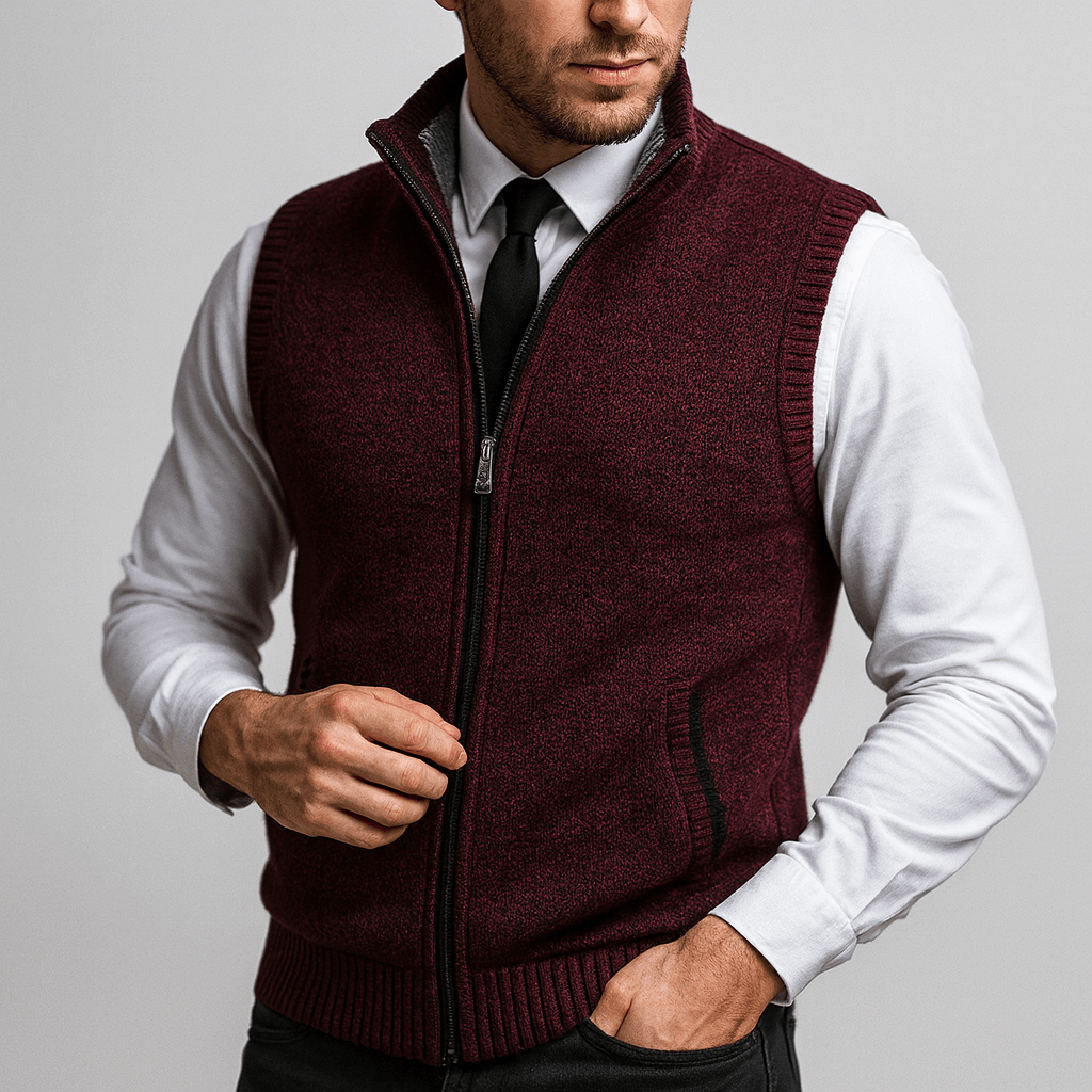Stoneburry | Wool blend zip-up sweater vest