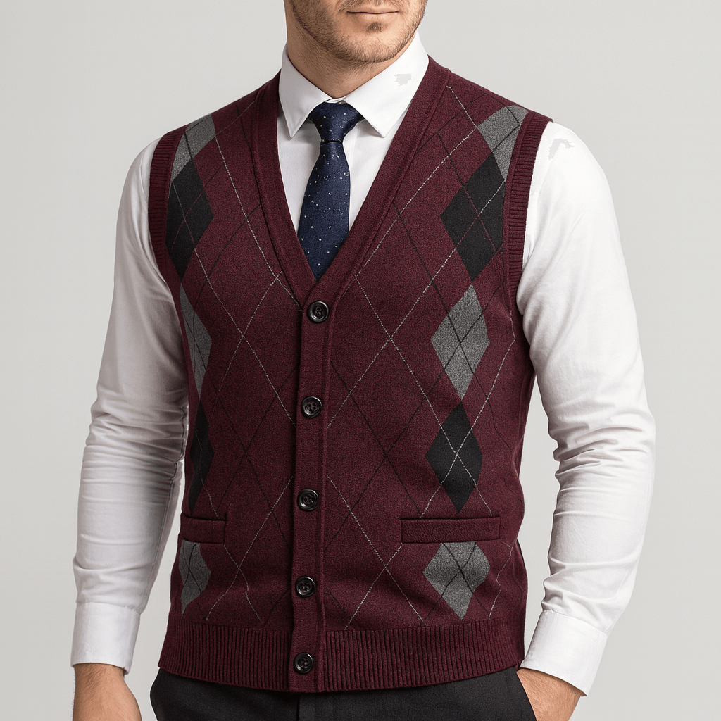 Stoneburry | Diamond pattern knit vest
