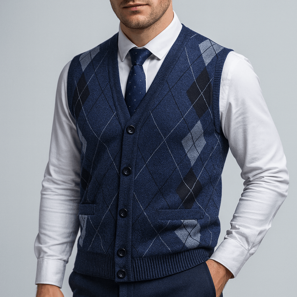 Stoneburry | Diamond pattern knit vest