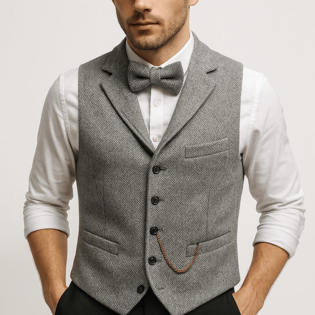 Stoneburry | Slim fit vest with lapel collar