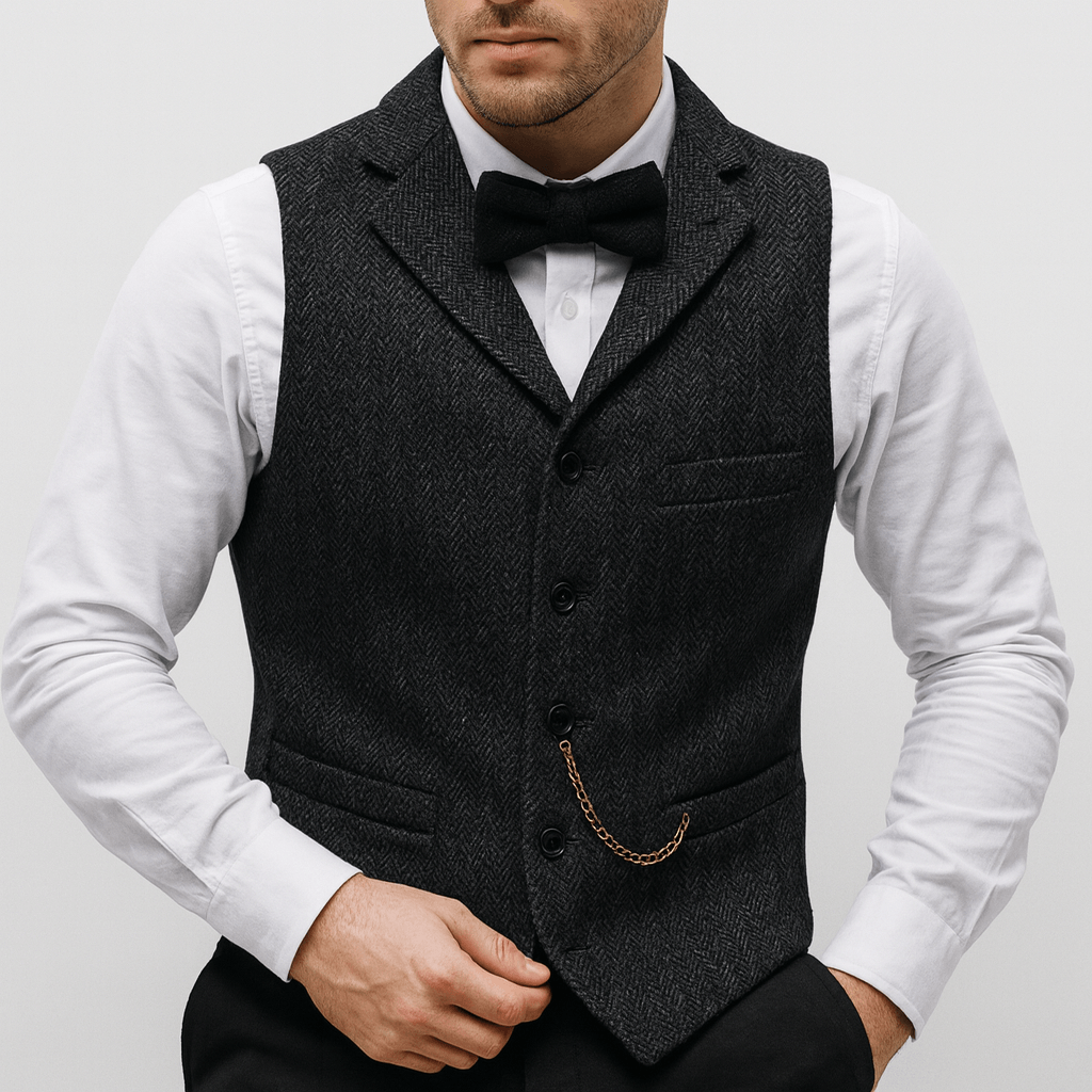 Stoneburry | Slim fit vest with lapel collar