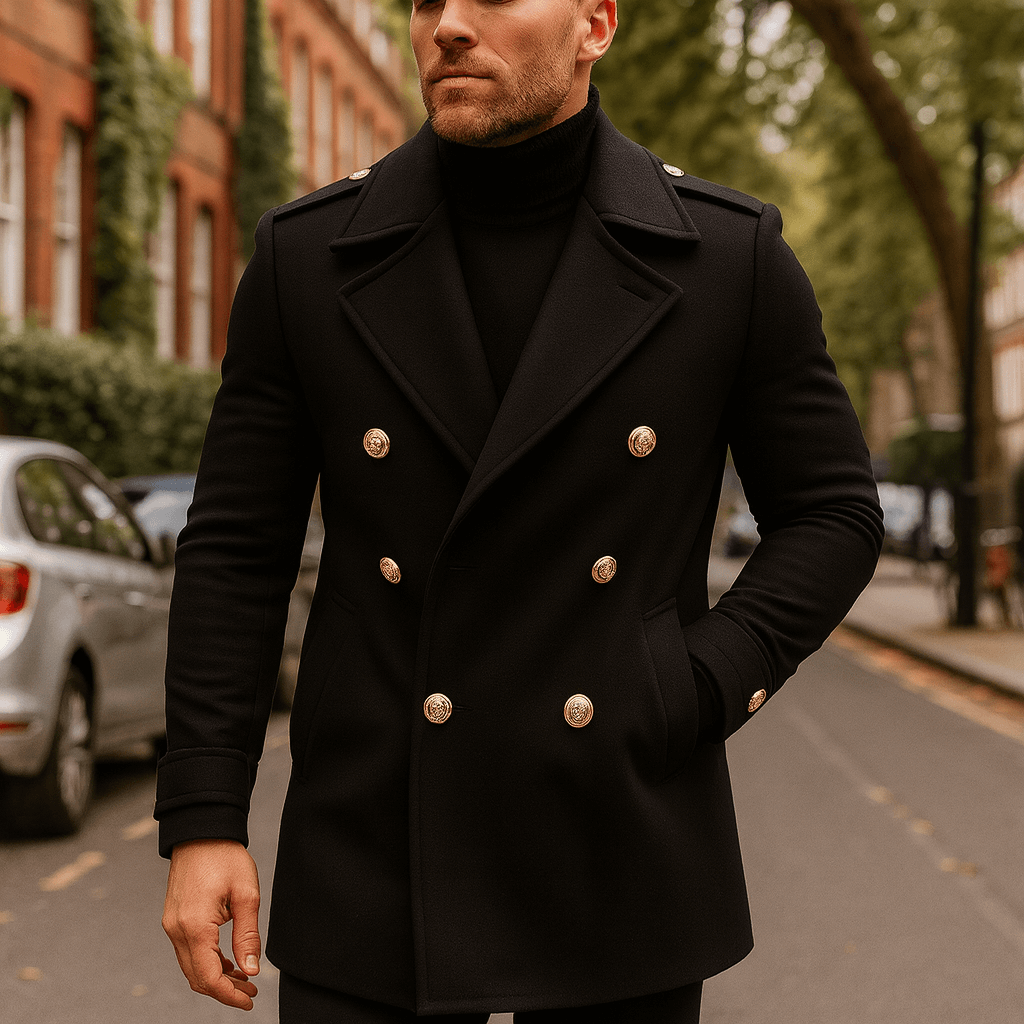 Stoneburry | Double-Breasted Wool Blend Mid-Length Coat
