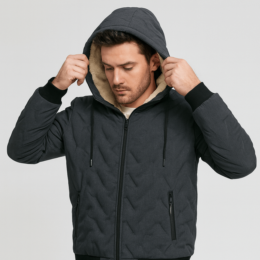 Stoneburry | Textured quilted hooded jacket