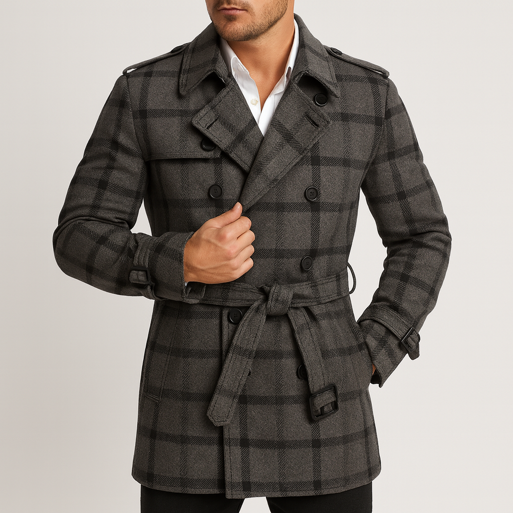 Stoneburry | Insulated plaid trench coat