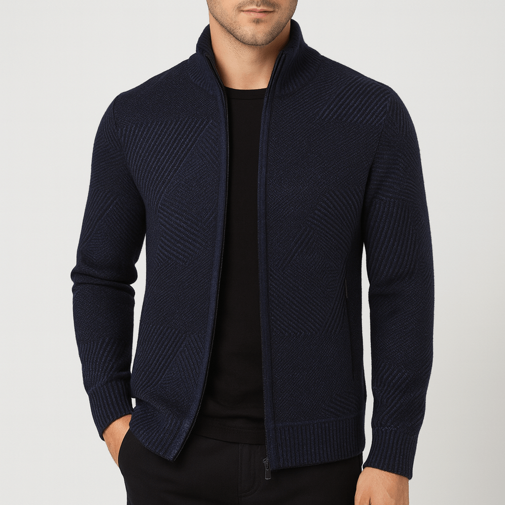 Stoneburry | Geometric thick knit cardigan jacket