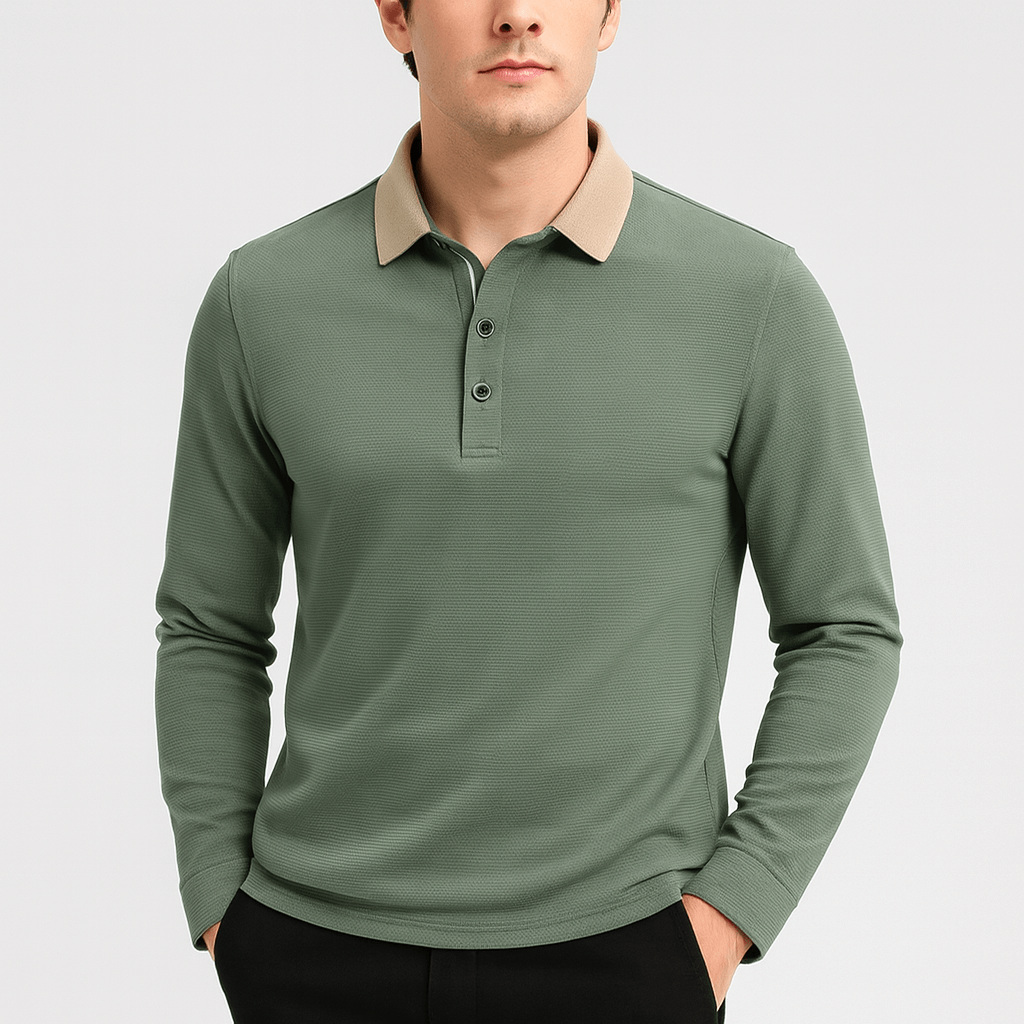 Stoneburry | Men's Long Sleeve Asymmetric Polo Shirt