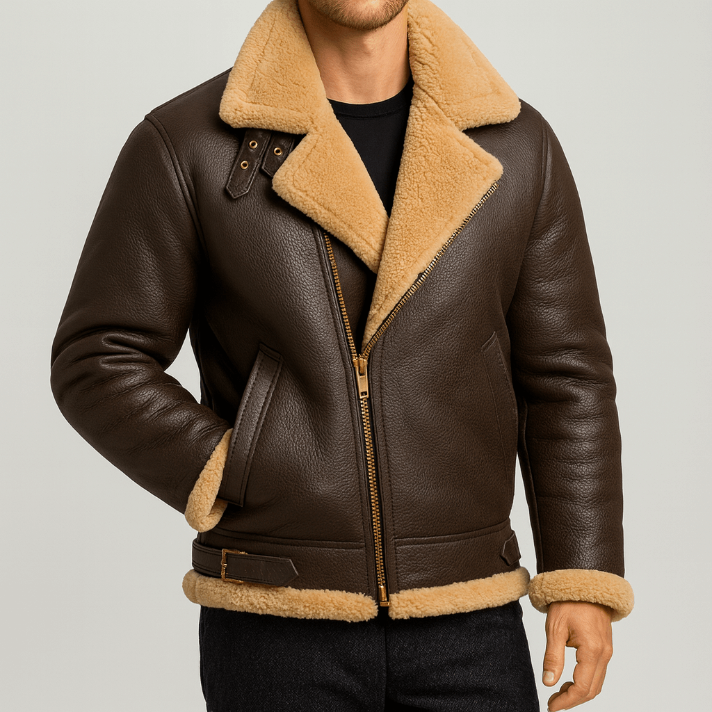 Stoneburry | Sheepskin pilot jacket with adjustable collar