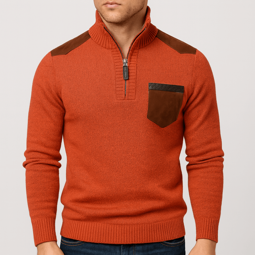 Stoneburry | Half-zip sweater with shoulder patches
