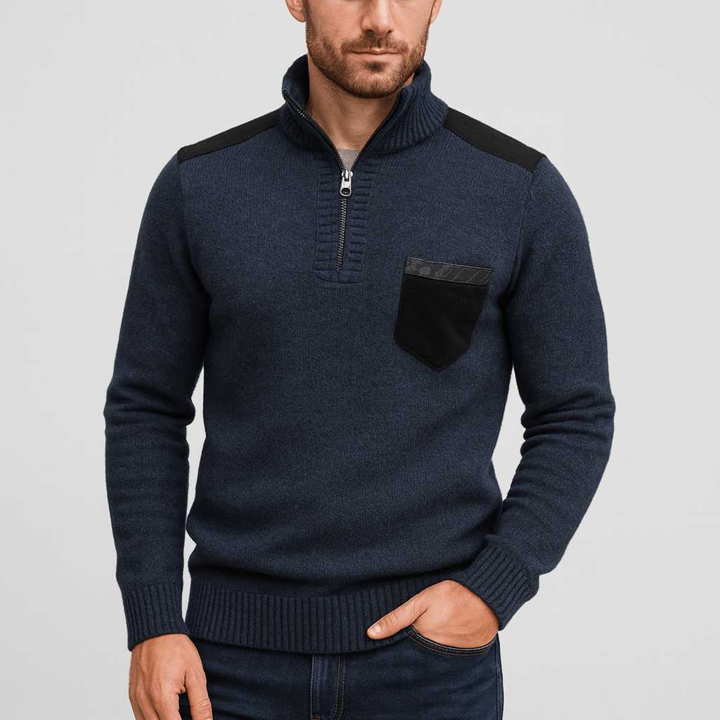 Stoneburry | Half-zip sweater with shoulder patches