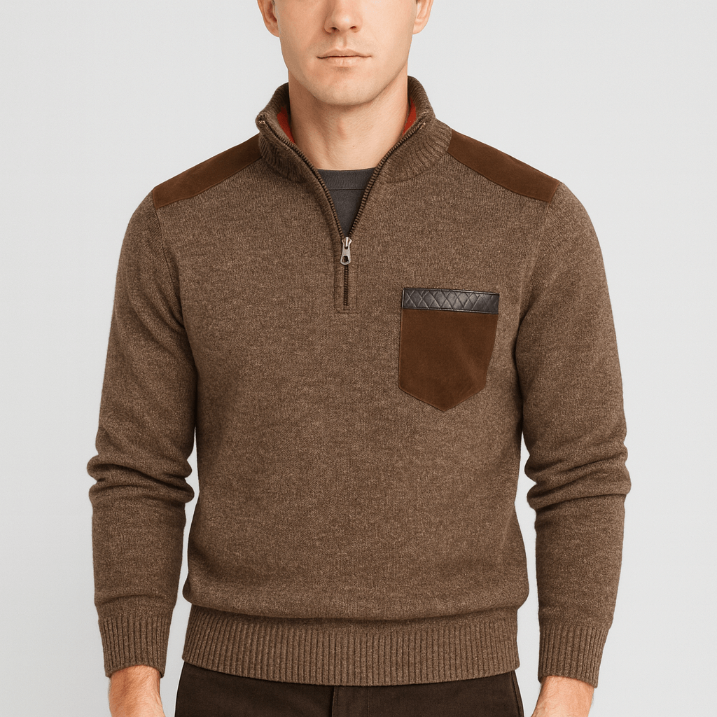 Stoneburry | Half-zip sweater with shoulder patches