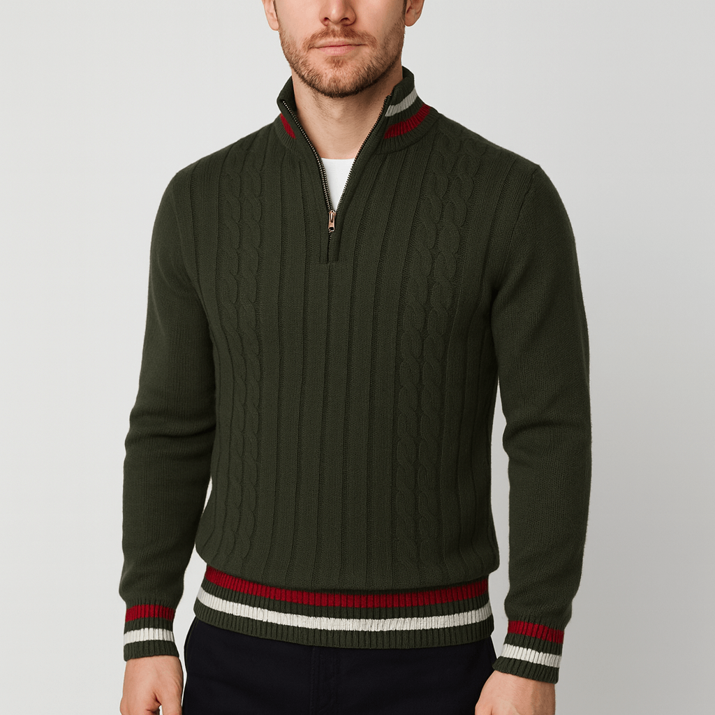 Stoneburry | Stand collar cable knit sweater