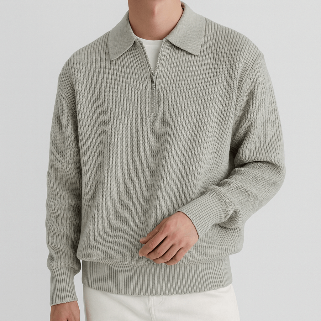 Stoneburry | Ribbed knit half-zip sweater