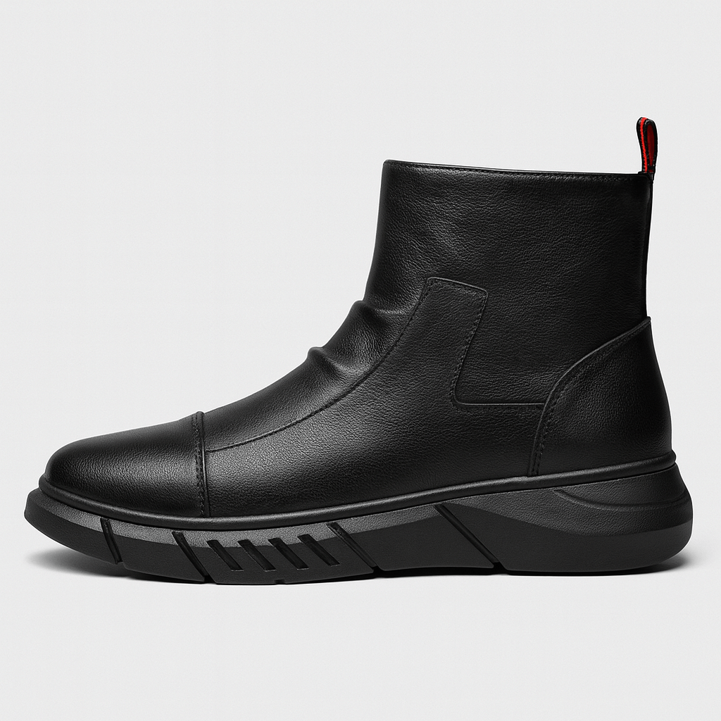Stoneburry | Leather black ankle boots with side zipper