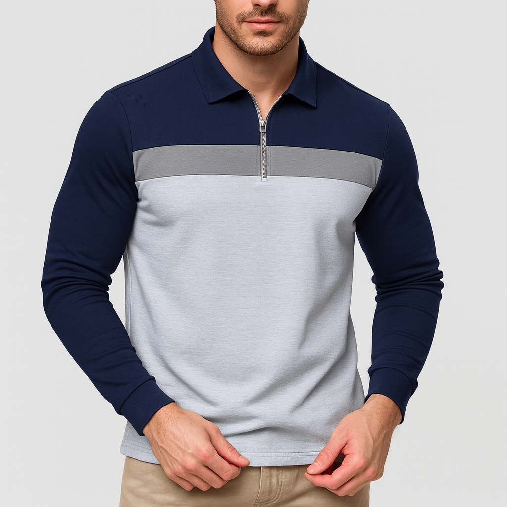 Stoneburry | Stylish Zip Collar Polo Shirt