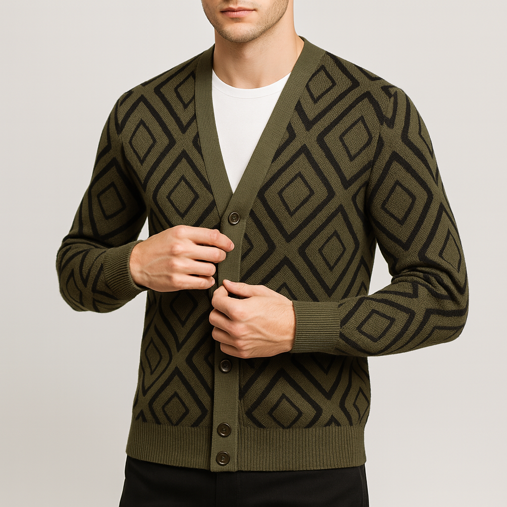 Stoneburry | Soft wool blend jacquard cardigan