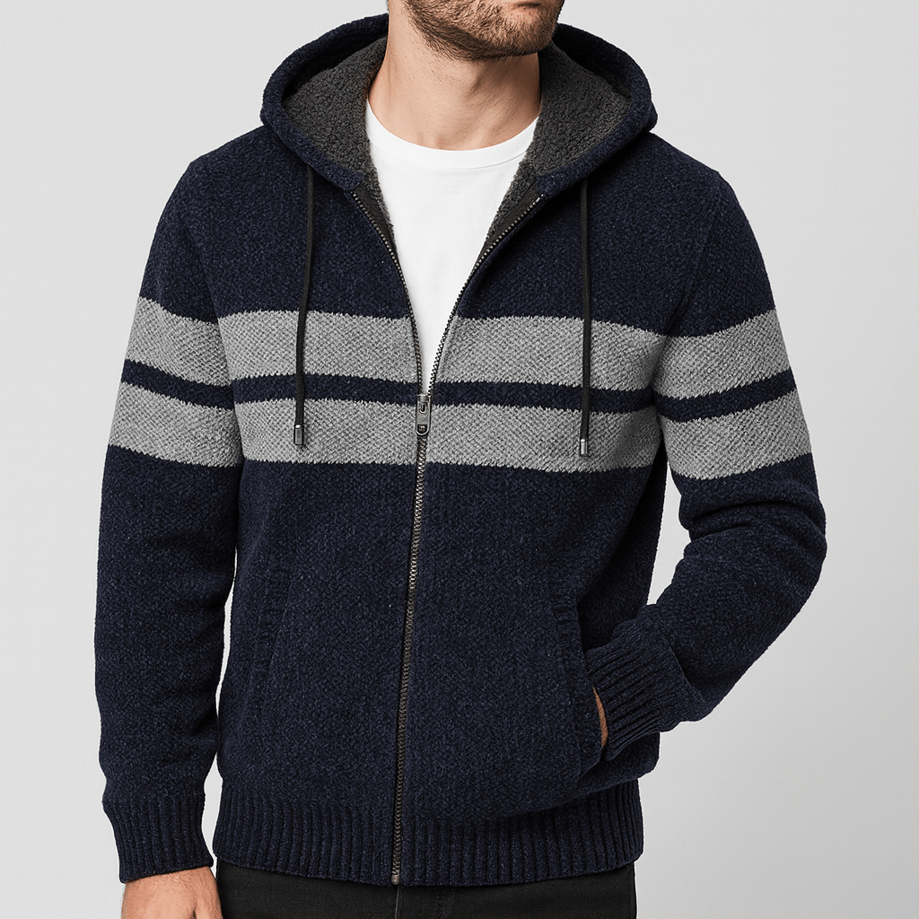 Stoneburry | Fleece-lined zip hoodie with striped design