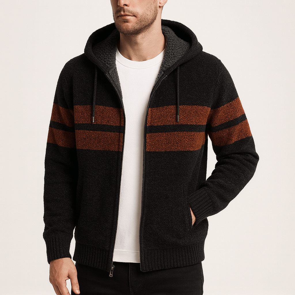 Stoneburry | Fleece-lined zip hoodie with striped design